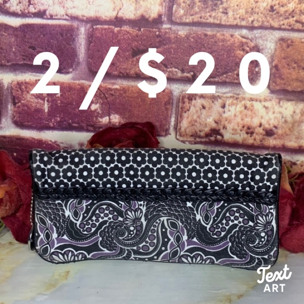 Lulu Guinness Purple and Black Floral Canvas Continental Wallet